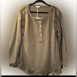 In Bloom Sage Green Buttoned Top